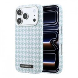 Karl Lagerfeld iPhone 17 Pro Hülle Case MagSafe Houndstooth Resin Plate Blau