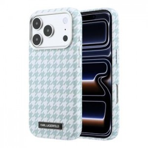 Karl Lagerfeld iPhone 17 Pro Hülle Case MagSafe Houndstooth Resin Plate Blau