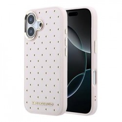 Karl Lagerfeld iPhone 17 Hülle Case Perforated Gold Dots MagSafe Rosa