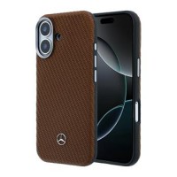 Mercedes iPhone 17 Hülle Case Leather Wood Semi Wrap MagSafe Camel