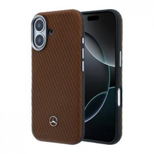 Mercedes iPhone 17 Hülle Case Leather Wood Semi Wrap MagSafe Camel