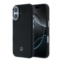 Mercedes iPhone 17 Hülle Case Leather Wood Semi Wrap MagSafe Schwarz