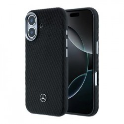 Mercedes iPhone 17 Hülle Case Leather Wood Semi Wrap MagSafe Schwarz