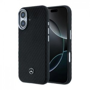 Mercedes iPhone 17 Hülle Case Leather Wood Semi Wrap MagSafe Schwarz