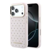 Karl Lagerfeld iPhone 17 Pro Hülle Case Perforated Gold Dots MagSafe Rosa