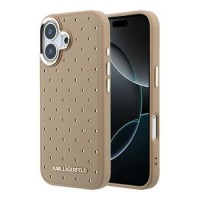 Karl Lagerfeld iPhone 17 Hülle Case Perforated Gold Dots MagSafe Braun