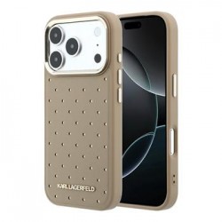 Karl Lagerfeld iPhone 17 Pro Hülle Case Perforated Gold Dots MagSafe Braun
