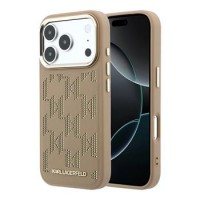 Karl Lagerfeld iPhone 17 Pro Hülle Case Perforated Monogram MagSafe Braun