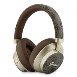 Guess Bluetooth 5.4 Kopfhörer ENC 4G Gold Script Metal Logo Braun