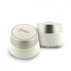 Guess Bluetooth Lautsprecher Metalllogo Script 5W Weiß