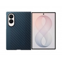 Original Samsung Z Fold 8 Carbon Magnethülle Blau + 2x Folien Antireflex