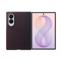 Original Samsung Z Fold 8 Carbon Magnethülle Rot + 2x Folien Antireflex