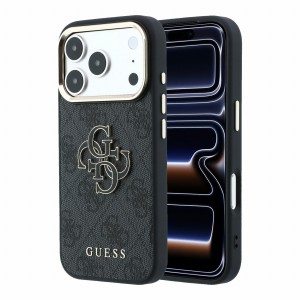 Guess iPhone 18 Pro Case 4G Frame Metal Resin Big Logo Black