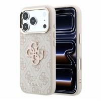 Guess iPhone 18 Pro Hülle Case 4G Frame Metal Resin Big Logo Rosa
