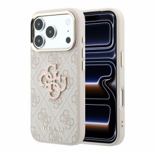 Guess iPhone 18 Pro Max Hülle Case 4G Frame Metal Resin Big Logo Rosa