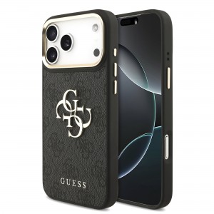 Guess iPhone 18 Pro Max Hülle Case 4G Metal Logo + Frame Schwarz
