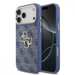 Guess iPhone 18 Pro Max Hülle Case 4G Metal Logo + Frame Blau