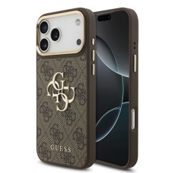 Guess iPhone 18 Pro Max Case 4G Metal Logo + Frame Brown