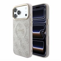 Guess iPhone 18 Pro Max Hülle Case 4G Metal Frame Embossed MagSafe Rosa