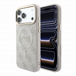 Guess iPhone 18 Pro Max Hülle Case 4G Metal Frame Embossed MagSafe Rosa