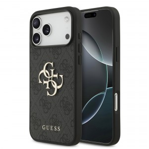 Guess iPhone 18 Pro Max Hülle Case 4G Metal Logo Schwarz
