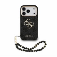 Guess iPhone 18 Pro Hülle Case 4G Metal Frame Armband Schwarz