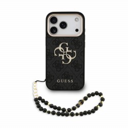 Guess iPhone 18 Pro Hülle Case 4G Metal Frame Armband Schwarz