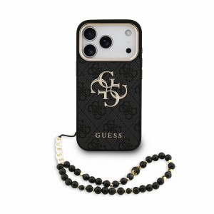 Guess iPhone 18 Pro Hülle Case 4G Metal Frame Armband Schwarz