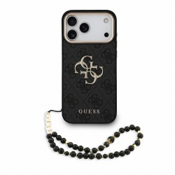 Guess iPhone 18 Pro Max Hülle Case 4G Metal Frame Armband Schwarz