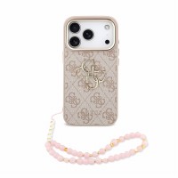 Guess iPhone 18 Pro Hülle Case 4G Metal Frame Armband Rosa