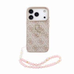 Guess iPhone 18 Pro Hülle Case 4G Metal Frame Armband Rosa
