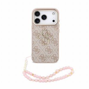 Guess iPhone 18 Pro Hülle Case 4G Metal Frame Armband Rosa