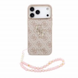 Guess iPhone 18 Pro Max Hülle Case 4G Metal Frame Armband Rosa