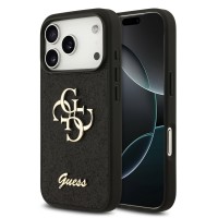 Guess iPhone 18 Pro Hülle Case Fixed Glitter 4G Metal Logo Schwarz