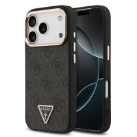 Guess iPhone 18 Pro Hülle Case 4G Strass Triangle Frame Metal MagSafe Schwarz