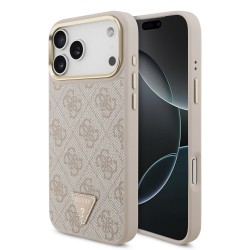 Guess iPhone 18 Pro Max Hülle Case 4G Strass Triangle Frame Metal MagSafe Rosa