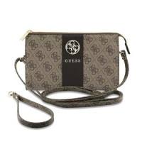 Guess Clutch Tasche 4G Stripe Metal Logo Braun
