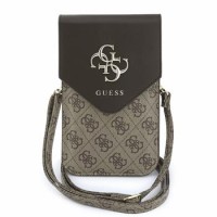 Guess Phone Schultertasche Grained 4G Metal Logo Braun