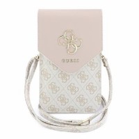 Guess Phone Schultertasche Grained 4G Metal Logo Rosa