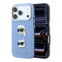 Karl Lagerfeld iPhone 18 Pro / 17 Pro Hülle Case Saffiano K & CH Heads Blau