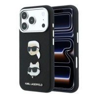 Karl Lagerfeld iPhone 18 Pro / 17 Pro Hülle Case Saffiano K & CH Heads Schwarz