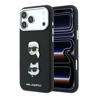 Karl Lagerfeld iPhone 18 Pro Max / 17 Pro Max Hülle Case Saffiano K & CH Heads Schwarz