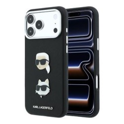 Karl Lagerfeld iPhone 18 Pro Max / 17 Pro Max Hülle Case Saffiano K & CH Heads Schwarz