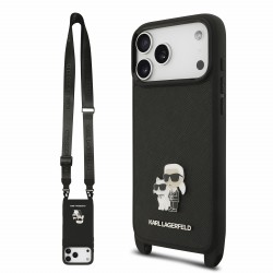 Karl Lagerfeld iPhone 18 Pro Hülle Case Saffiano Crossbody Schwarz