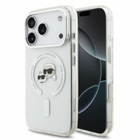 Karl Lagerfeld iPhone 18 Pro Hülle Case K&CH Metal Frame MagSafe Weiß