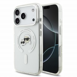 Karl Lagerfeld iPhone 18 Pro Hülle Case K&CH Metal Frame MagSafe Weiß