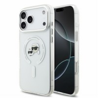 Karl Lagerfeld iPhone 18 Pro Max Hülle Case K&CH Metal Frame MagSafe Weiß