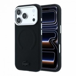 Lacoste iPhone 18 Pro Max Case Metal Frame Petit Pique MagSafe Black