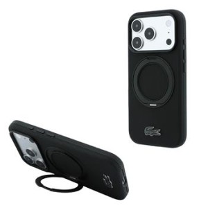 Lacoste iPhone 18 Pro Max / 17 Pro Max Petit Pique Ringständer MagSafe Schwarz