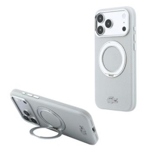 Lacoste iPhone 18 Pro Max / 17 Pro Max Petit Pique Ringständer MagSafe Grau